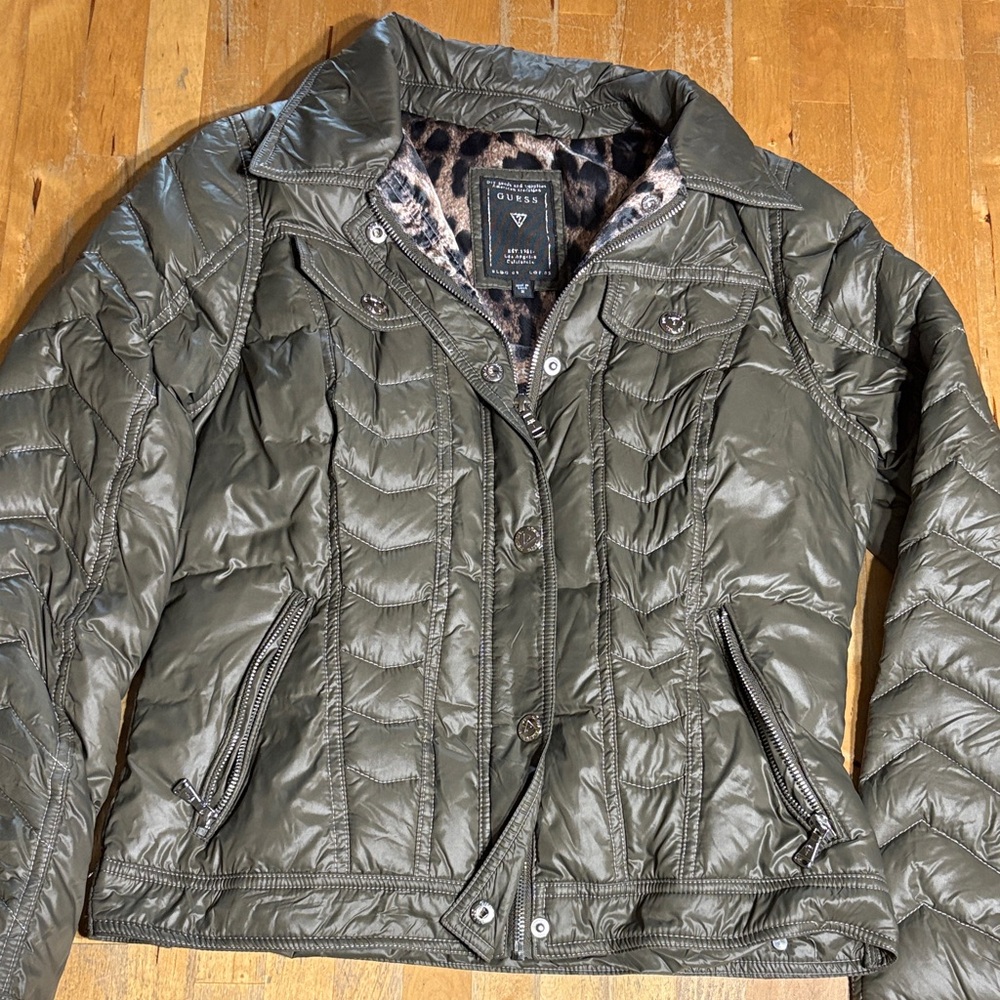 Guess Olive Midweight Down Filled Puffer Jacket